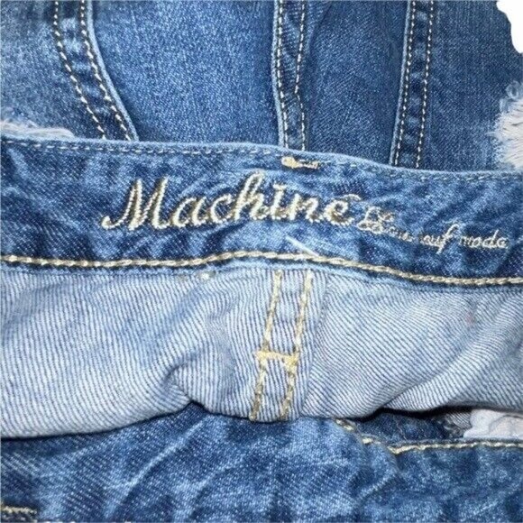 Machine Pour Neuf Mode Super Bibs Overalls Jeans Distressed Women's Size 26 - Picture 7 of 8